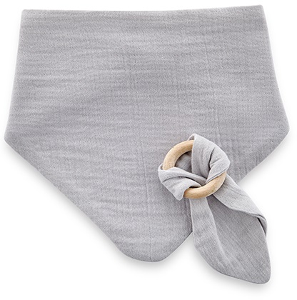 Bavetă bandana cu inel gingival BabyJem - gri