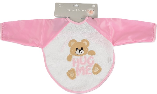 Bavetă cu maneci Cangaroo - Hug me Little bear, roz