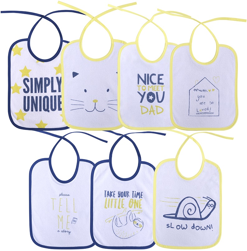 Bavete Lorelli Baby Care - Uni, dubli, cu șnur, set de 7 buc