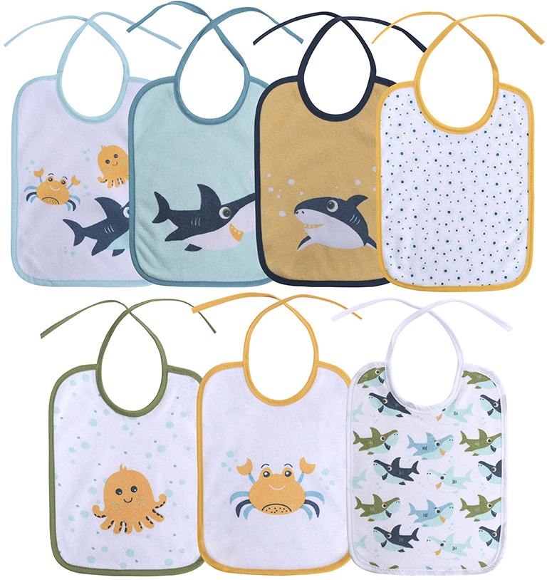 Bavete Lorelli Baby Care - Pentru băiețel, dubli, cu șnur, set de 7 buc
