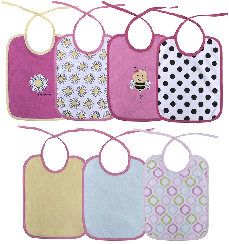 Bavete Lorelli Baby Care - Pentru fetiță, dubli, cu șnur, set de 7 buc