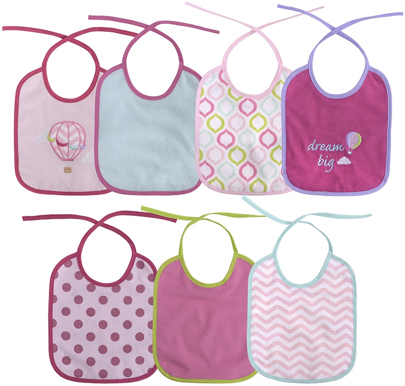 Bavete Lorelli Baby Care - Pentru fetiță, cu șnur, set de 7 buc