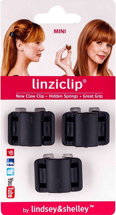 LinziClip Mini Agrafă de păr, catifea neagră, 3 buc