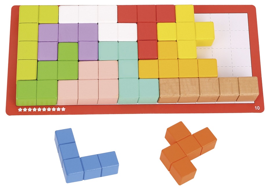 Joc logic din lemn Tooky Toy - Tetris