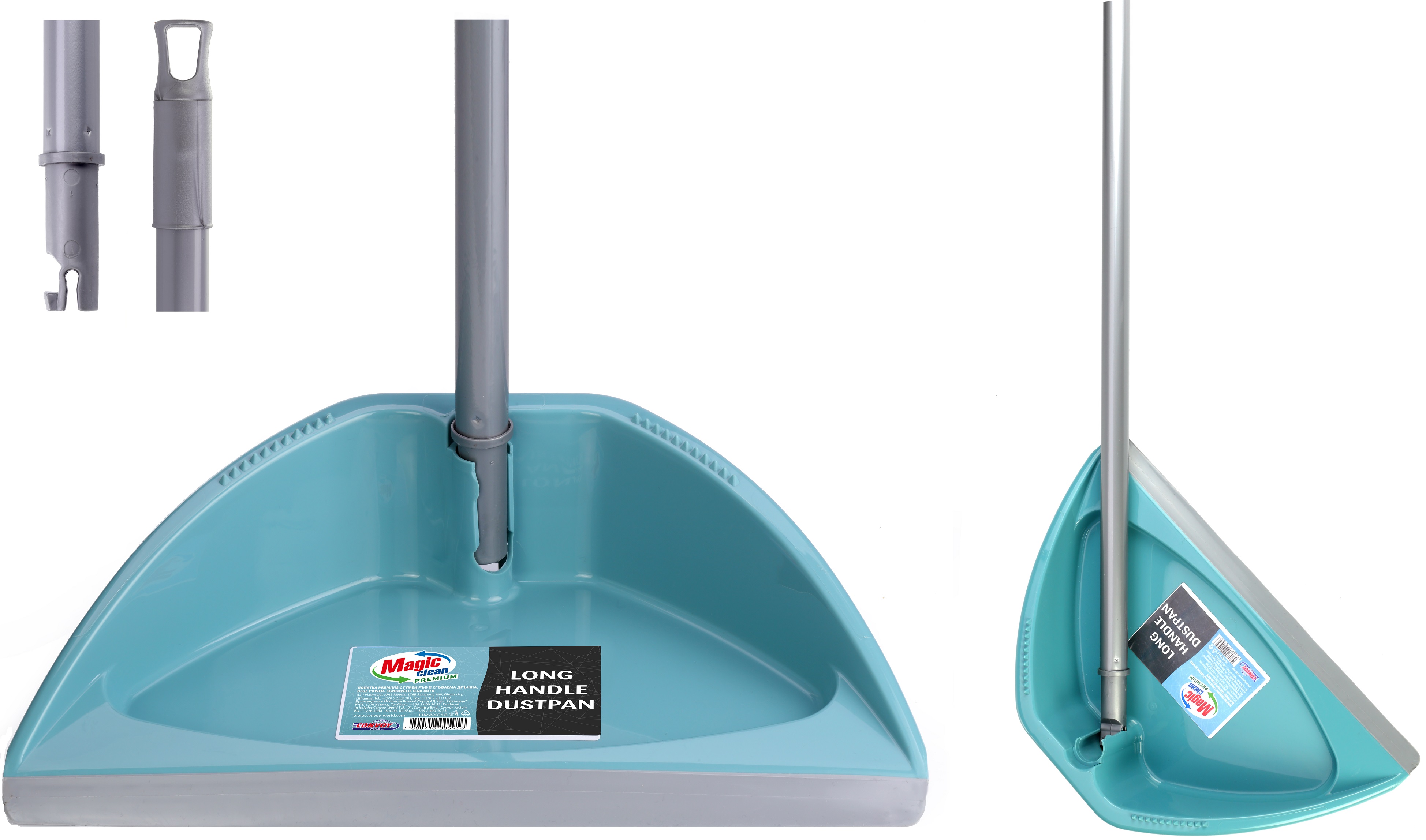 Spatulă cu margine de cauciuc și mâner pliabil  Magic Clean - Premium, acvamarin