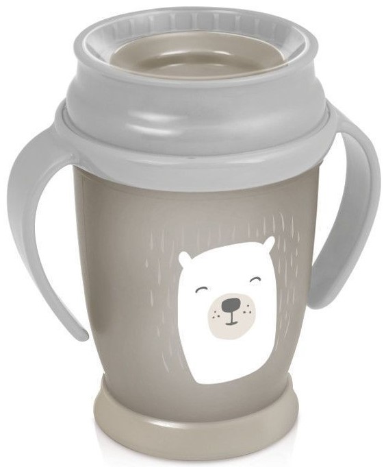 Cana cu manere Lovi 360° - Junior, Buddy bear, 250 ml, 12+ luni, bej