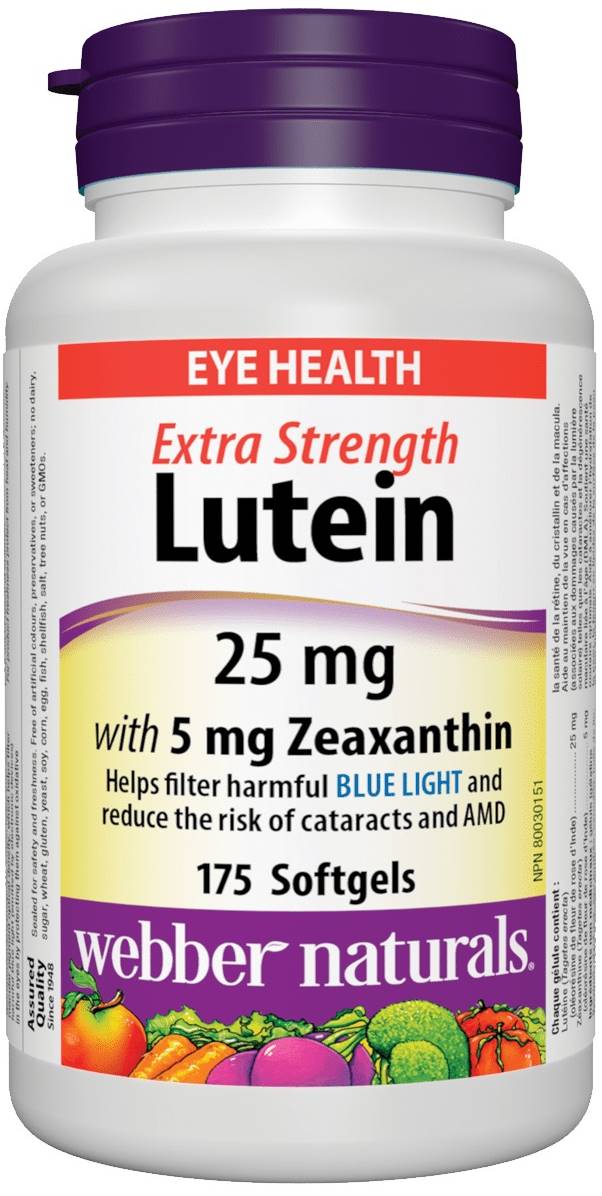 Lutein, 25 mg + Zeaxanthin, 5 mg, 175 capsule gelatinoase moi, Webber Naturals