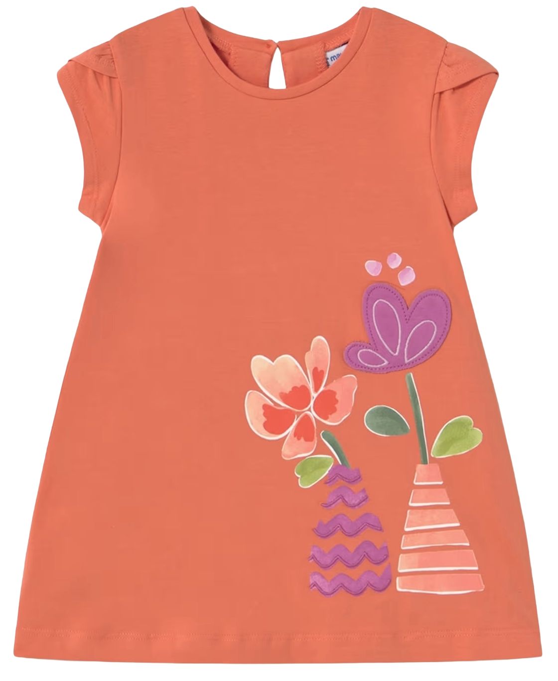 Rochie de vară Mayoral - Cu grafică florală, morcov, 12 m