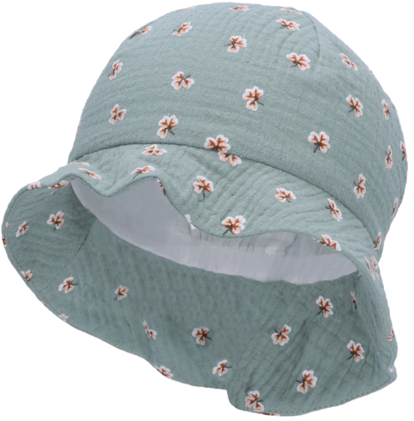 Pălărie de vară cu protecție UV 50+ Sterntaler - Cu imprimeu floral, 47 cm, 9-12 luni, verde