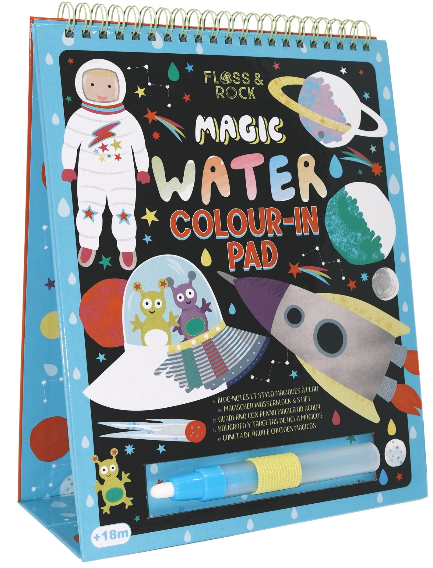 Carduri magice pentru colorat cu apa Floss&Rock - Cosmos, 6 buc.
