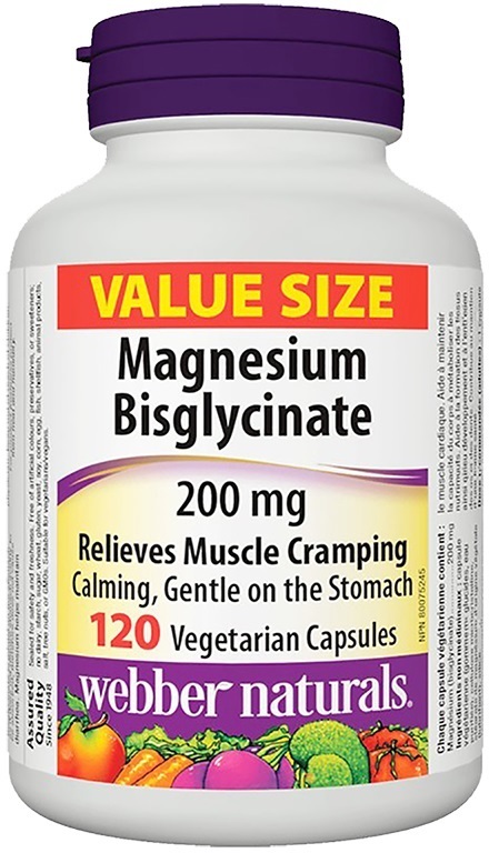 Magnesium Bisglycinate, 200 mg, 120 capsule, Webber Naturals
