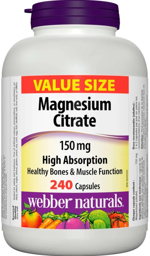 Magnesium Citrate, 150 mg, 240 capsule, Webber Naturals