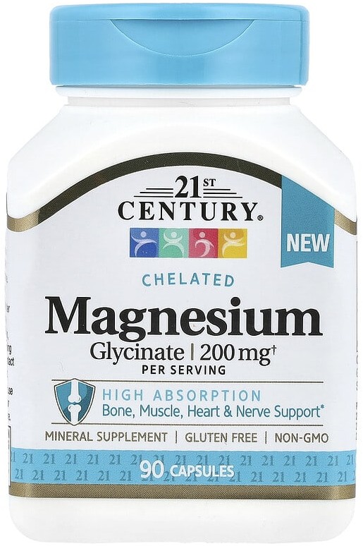 Magnesium Glycinate, 200 mg, 90 capsule, 21st Century