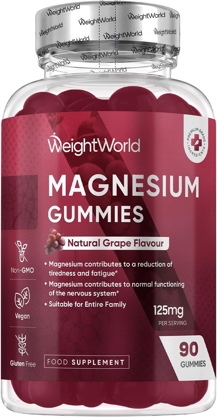Magnesium Gummies, 125 mg, 90 tablete de jeleu, Weight World