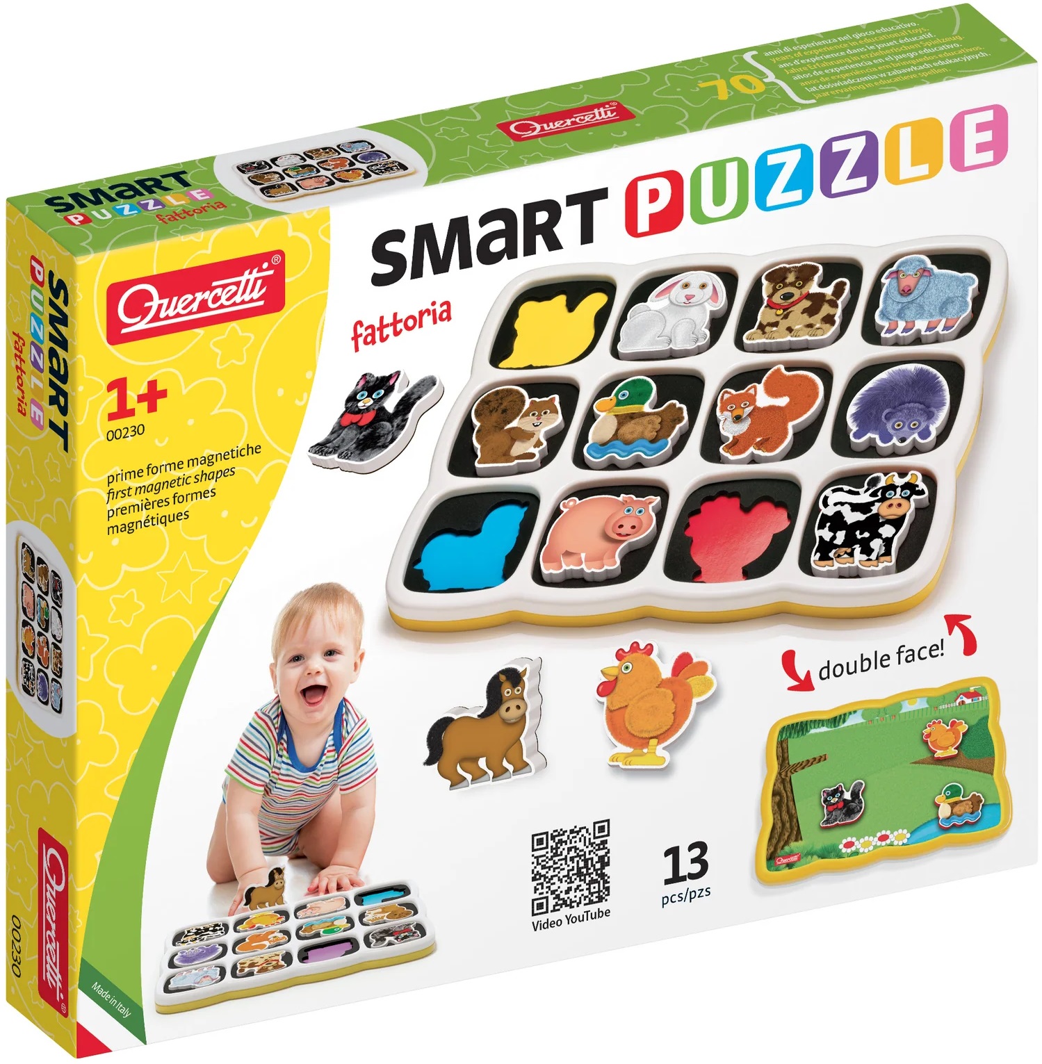 Puzzle magnetic pentru copii Quercetti - Smart, animale de fermă