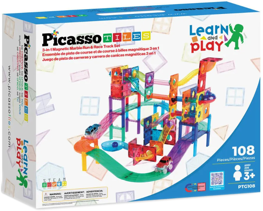 Constructor magnetic 3 în 1 Picasso Tiles STEM - 108 piese