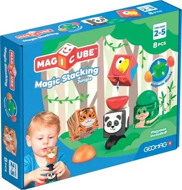 Constructor magnetic Geomag - Magicube, Junglă, 8 piese