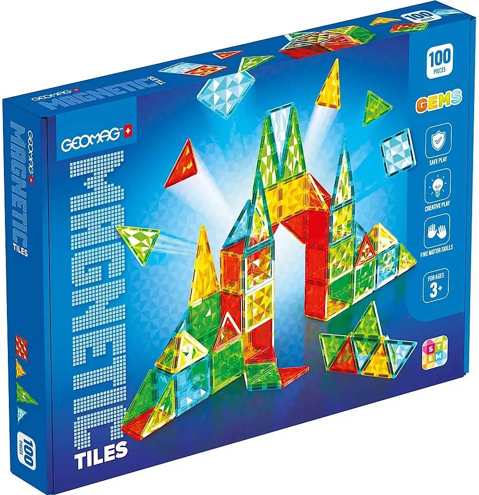 Constructor magnetic Geomag - Plăci colorate, 100 piese