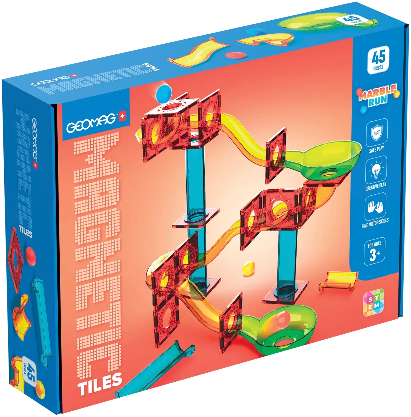 Constructor magnetic Geomag - Plăci multicolore, Pista cu bile, 45…