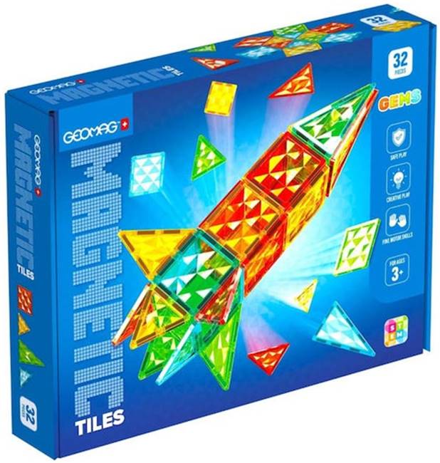 Constructor magnetic Geomag - Plăci colorate, Rachetă, 32 piese