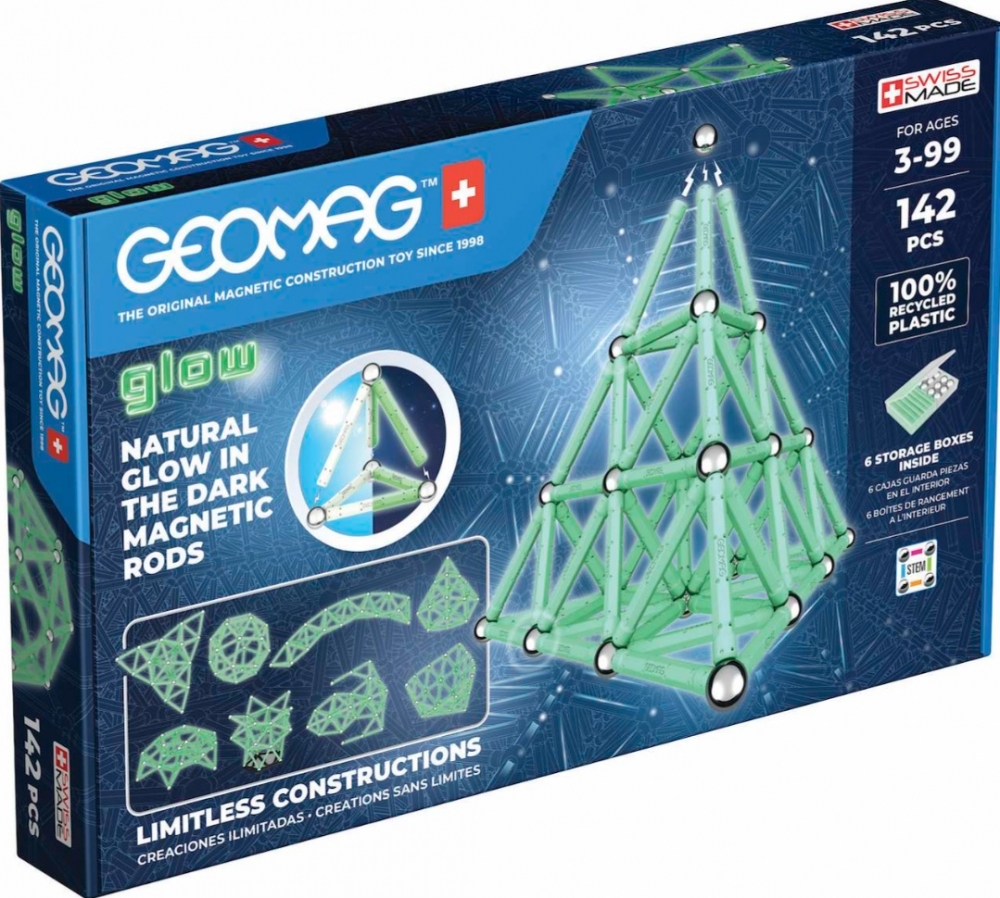 Constructor magnetic Geomag - Luminos, 142 piese