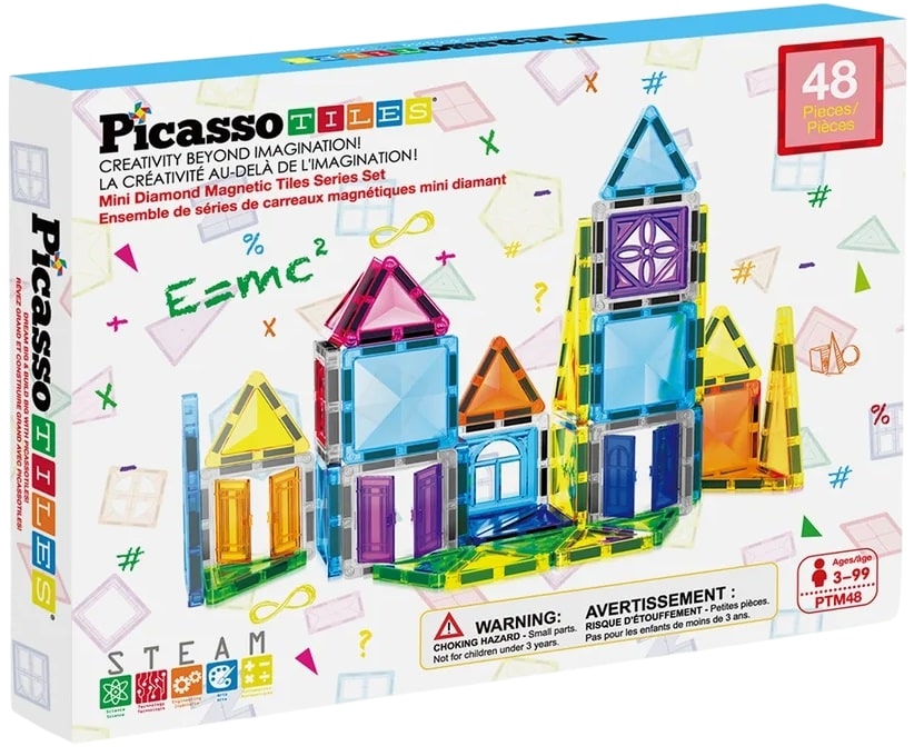 Constructor magnetic Picasso Tiles STEAM - Diamond Series, 48 piese