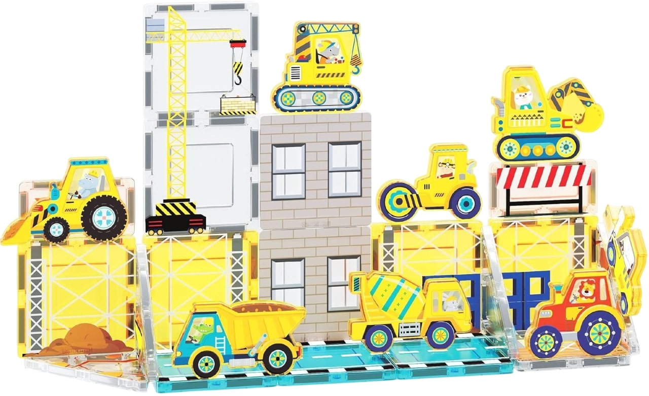 Constructor magnetic  Picasso Tiles STEAM - Șantier de construcții, 26 de piese