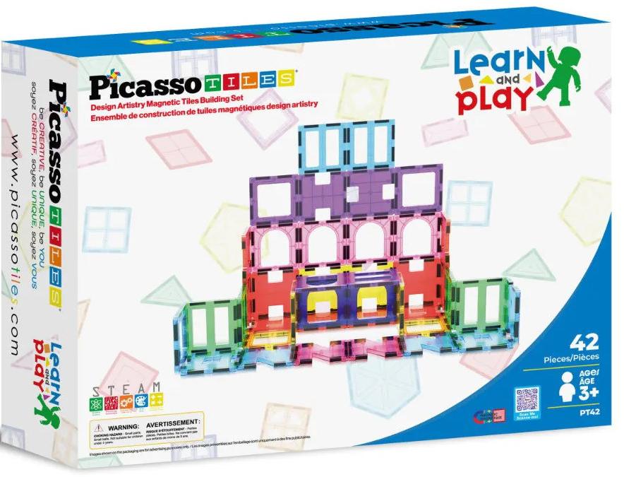 Constructor magnetic Picasso Tiles STEM - Learn and Play, 42 piese