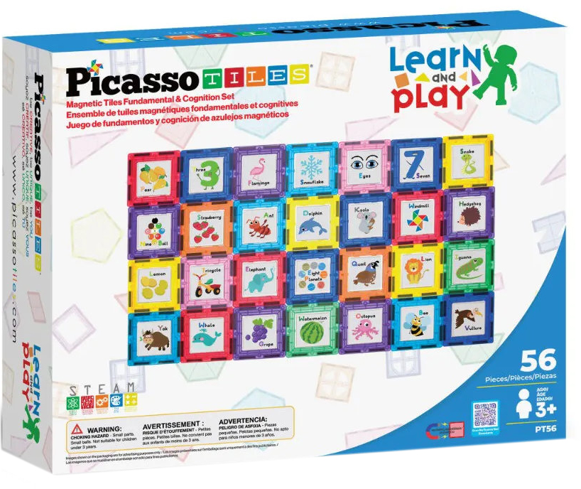 Constructor magnetic Picasso Tiles STEM - Learn and Play, 56 piese