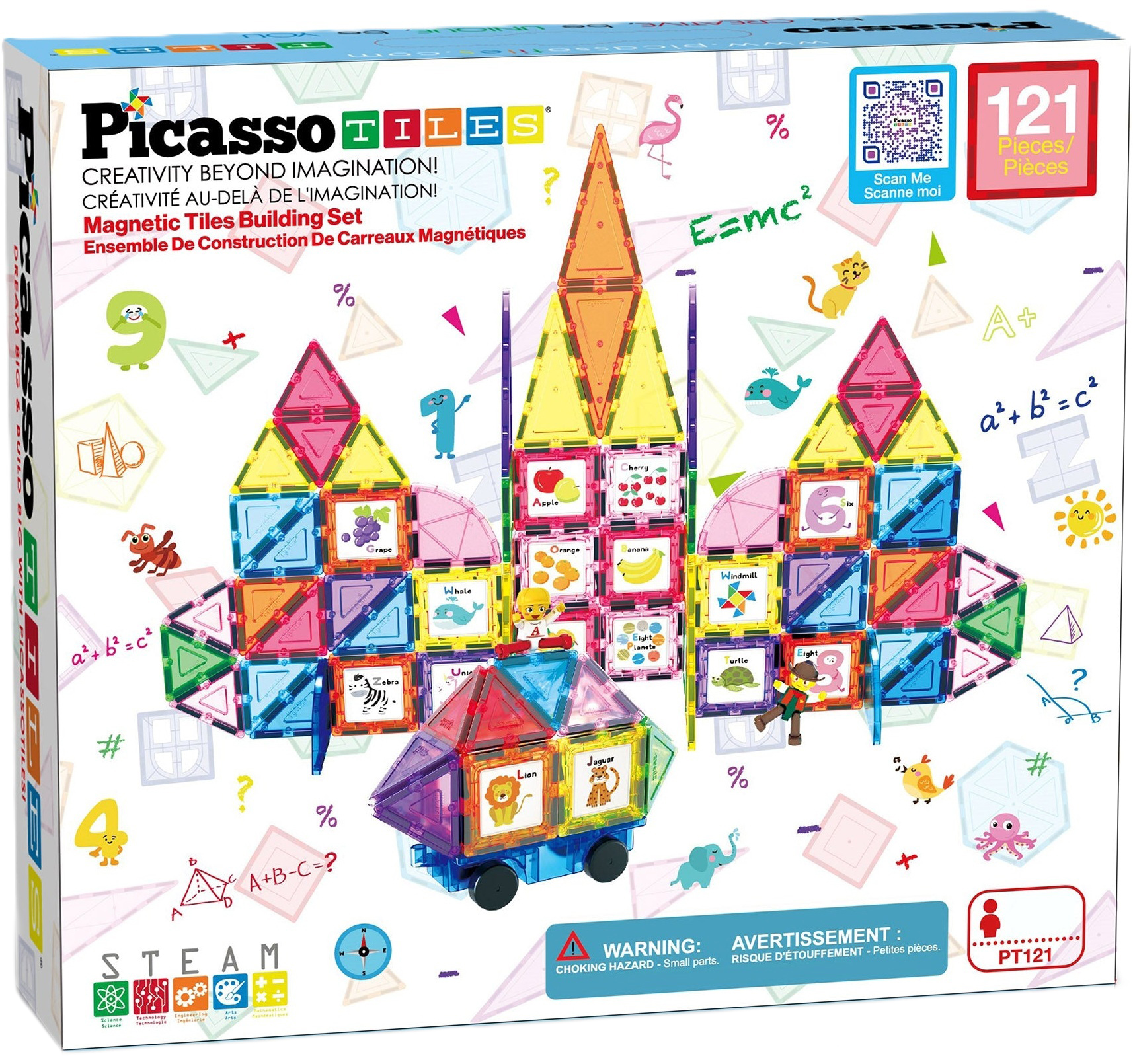 Constructor magnetic Picasso Tiles STEM - Cu 2 figurine, 121 piese