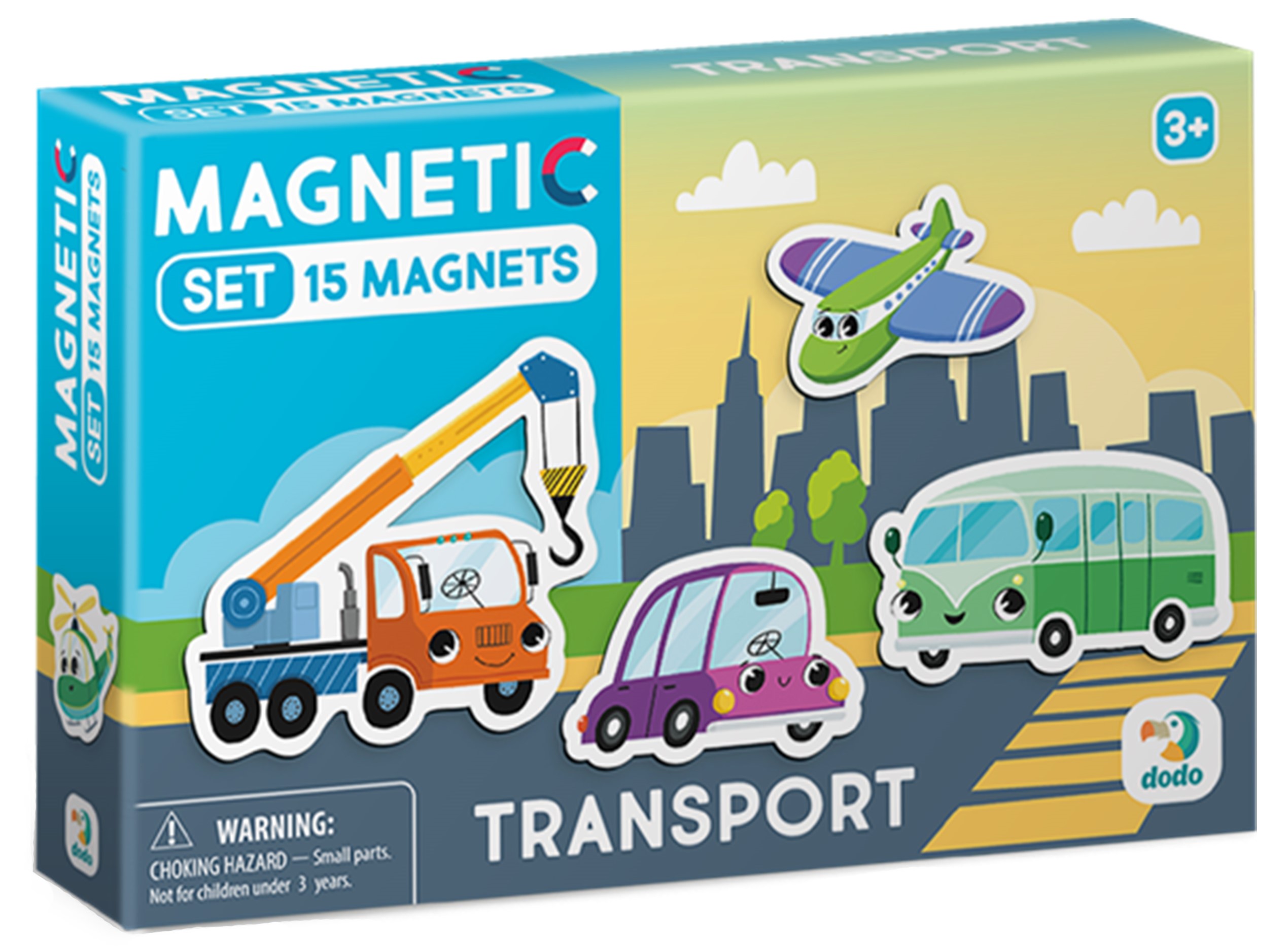 Joc magnetic Dodo - Transport, 15 piese