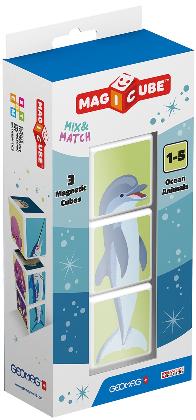 Cuburi magnetice Geomag - Animalele oceanului, 3 piese