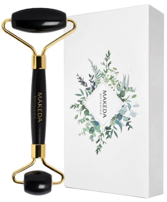 Makeda Botanics Rolă dublă de masaj facial, obsidian negru