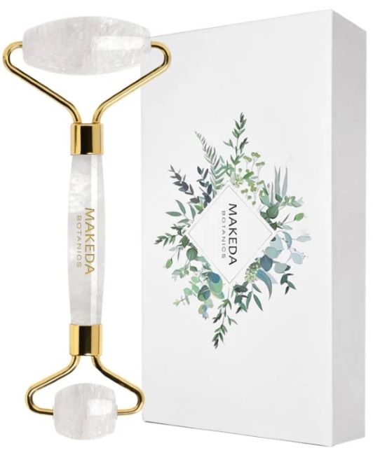 Makeda Botanics Rolă dublă de masaj facial, cuarț pur