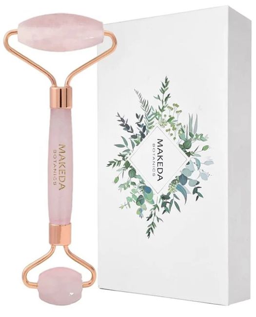 Makeda Botanics Rolă dublă de masaj facial, cuarț roz