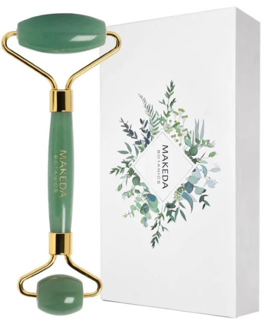 Makeda Botanics Rolă dublă de masaj facial, aventurină verde