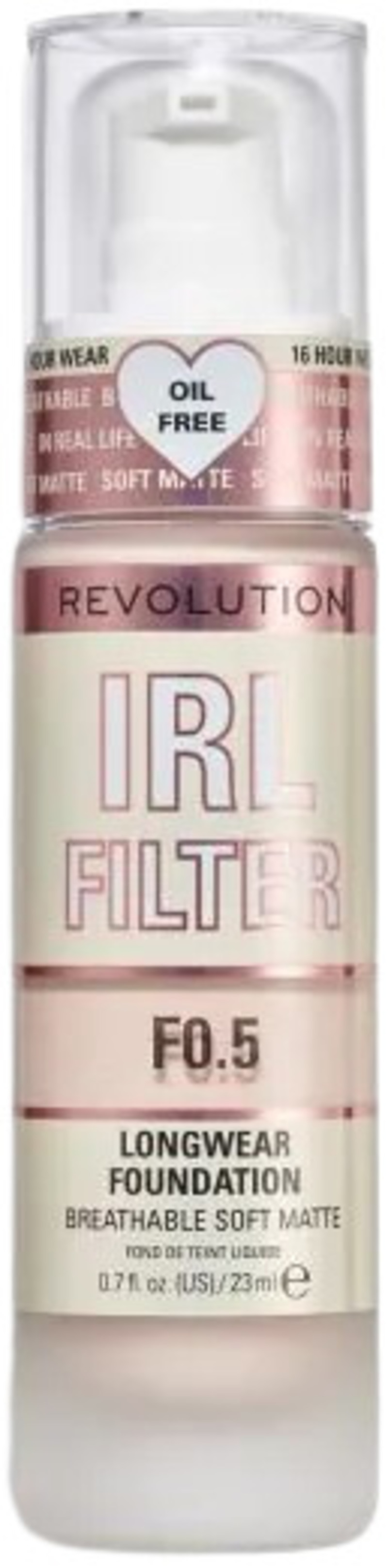 Makeup Revolution Fond de ten de lunga durata IRL Filter, F0.5, 23 ml