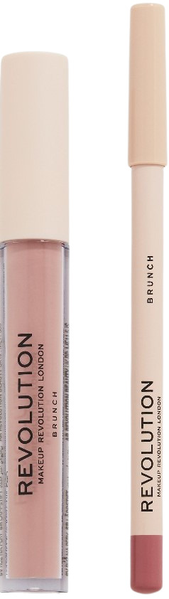 Makeup Revolution Set de buze - Ruj și creion  Brunch, 3 ml + 1 g