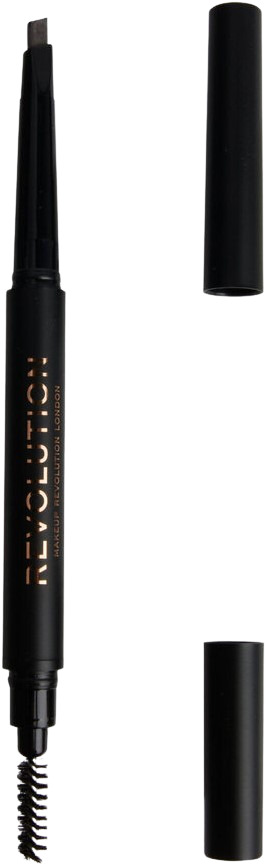 Makeup Revolution - Creion pentru sprâncene Duo Brow Definer, Dark Brown