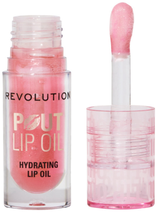 Makeup Revolution Ulei de buze hrănitor Pout Lip, Glam Pink Shimmer, 3 ml