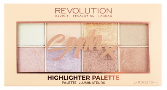 Makeup Revolution Soph X Paletă de iluminatoare, 8 culori