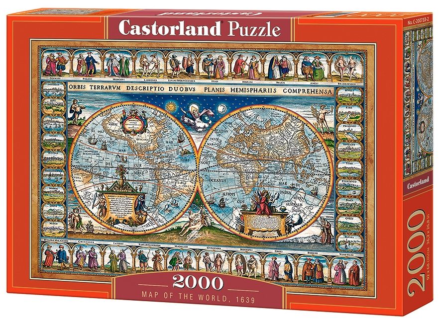 Puzzle Castorland din 2000 de piese - Harta lumii din anul 1639