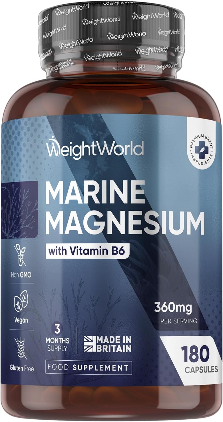 Marine Magnesium with Vitamin B6, 180 capsule, Weight World