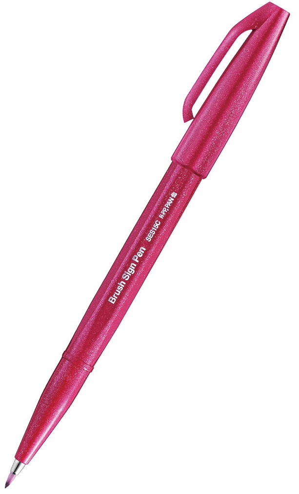 Marker pensula Pentel Sign Pen - SES15C, bordo