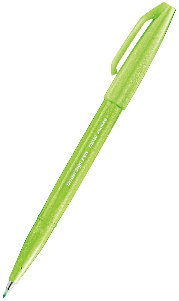 Marker pensula Pentel Sign Pen - SES15C,  verde deschis