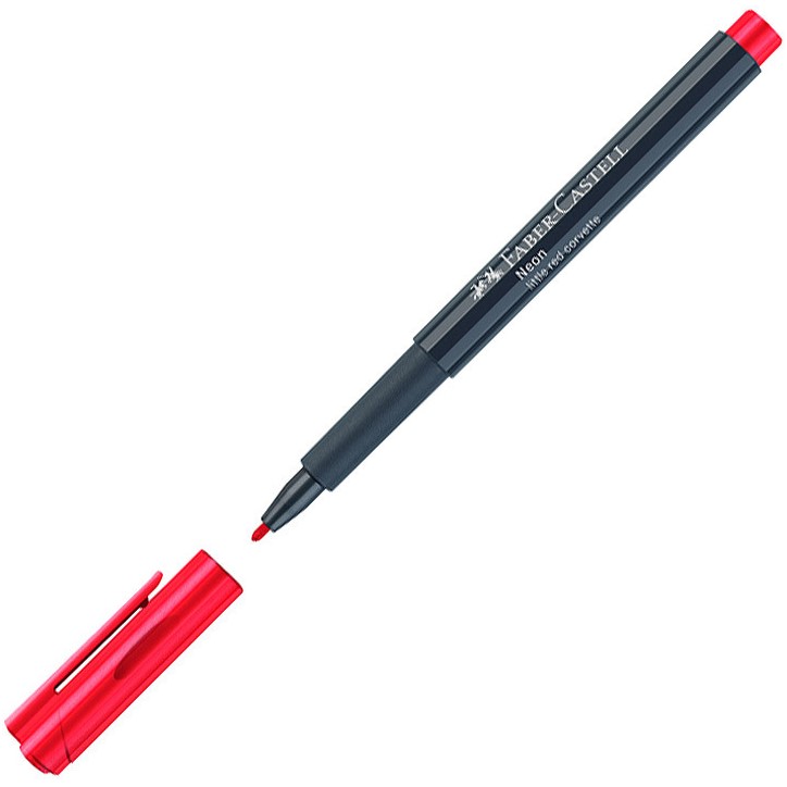 Marker Faber-Castell Neon - Neon roșu, 1.5 mm
