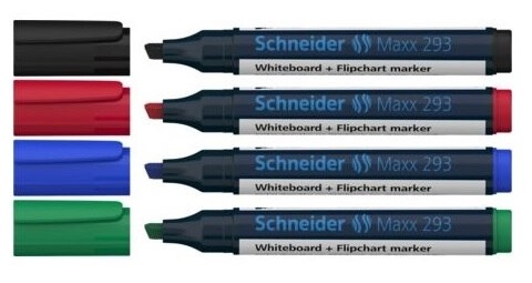 Set markere pentru tabla alba Schneider - Maxx 293, 2+5 mm, 4 culori