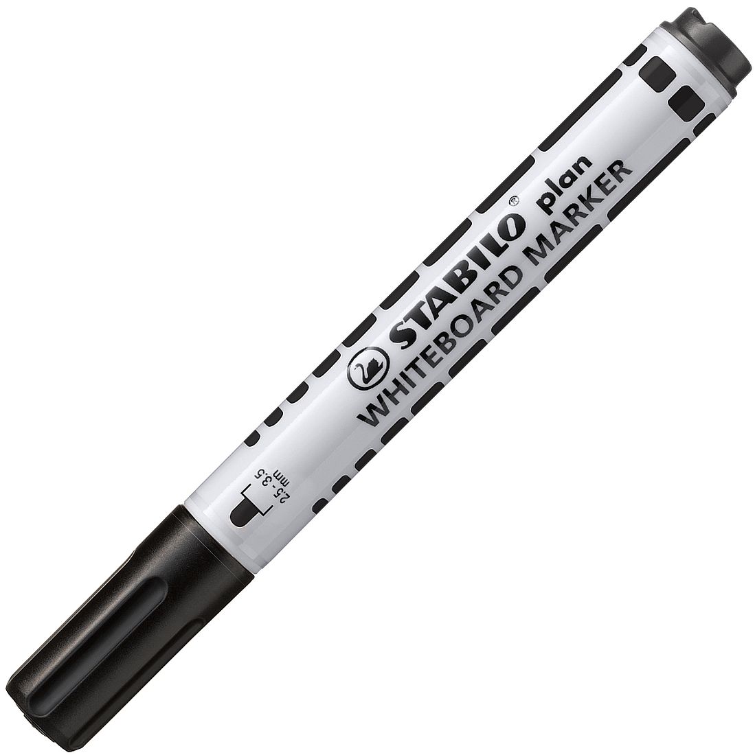 Marker pentru tablă albă Stabilo Plan – vârf rotund, negru