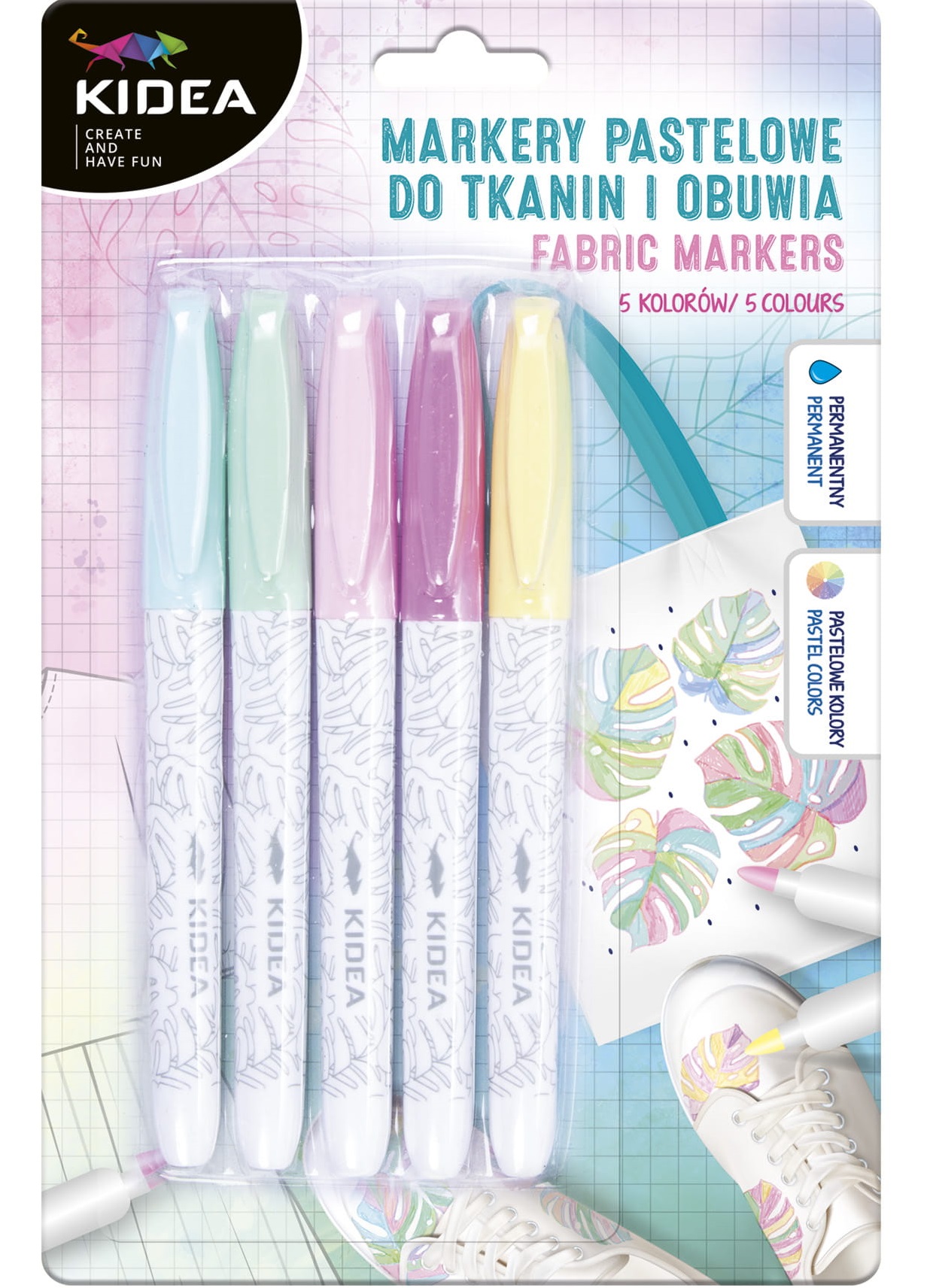 Markere Kidea - pentru textile, 6 culori, pastel