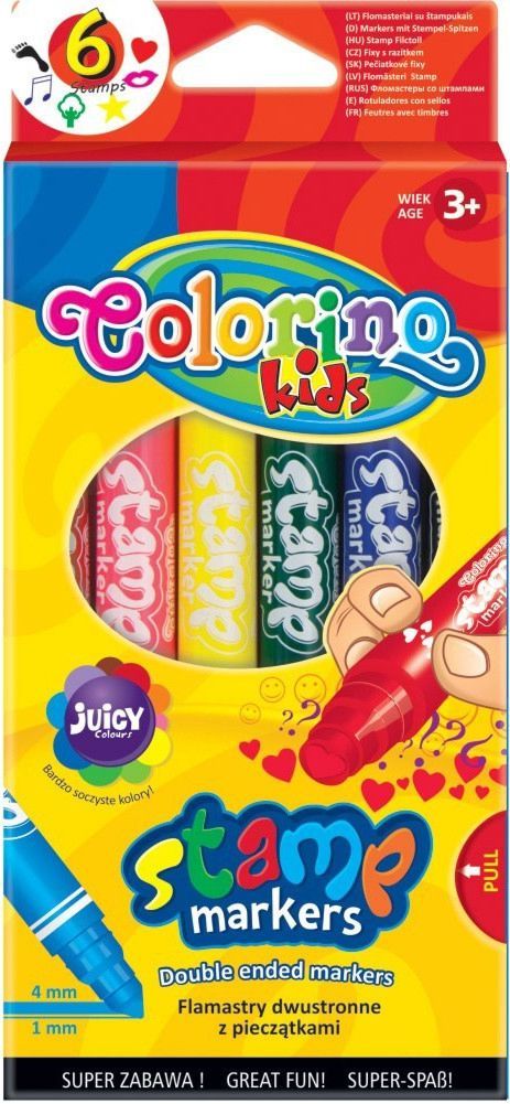 Markere cu stampile Colorino Kids - 6 culori